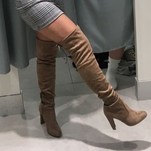 Tan Suede Knee High Boots